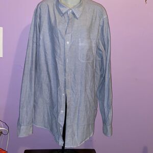 George Men's Blue Long Sleeve Button Down Dress Shirt Size 2XL XXL Casual Work
